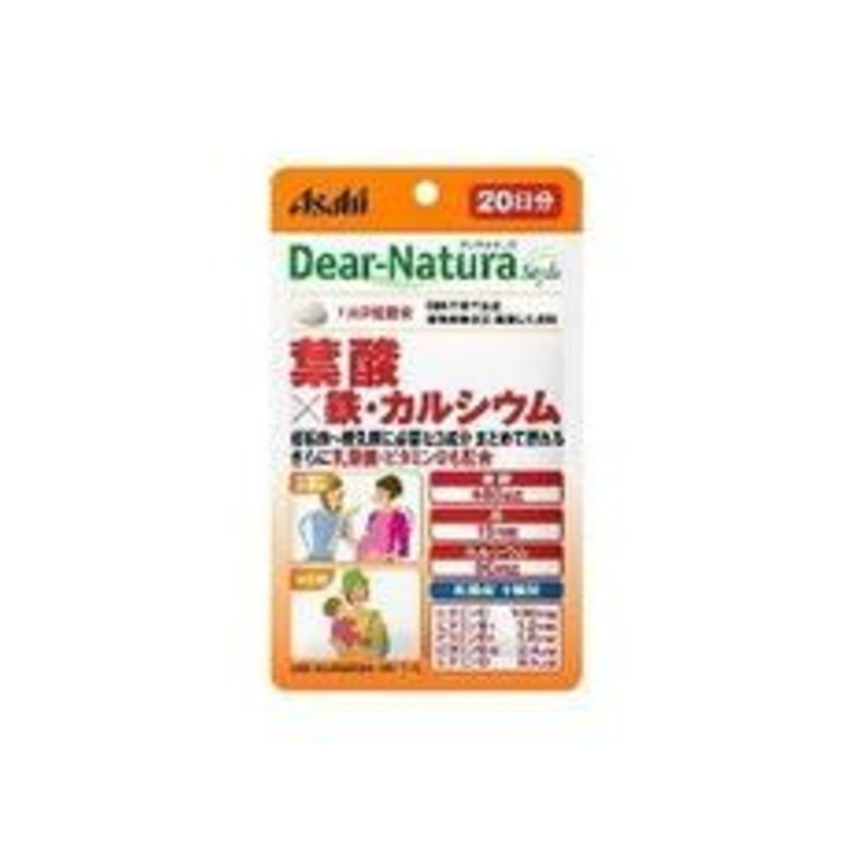 Asahi Dear-Natura Style Folic Acid Iron Calcium 40 Tablets - img-1
