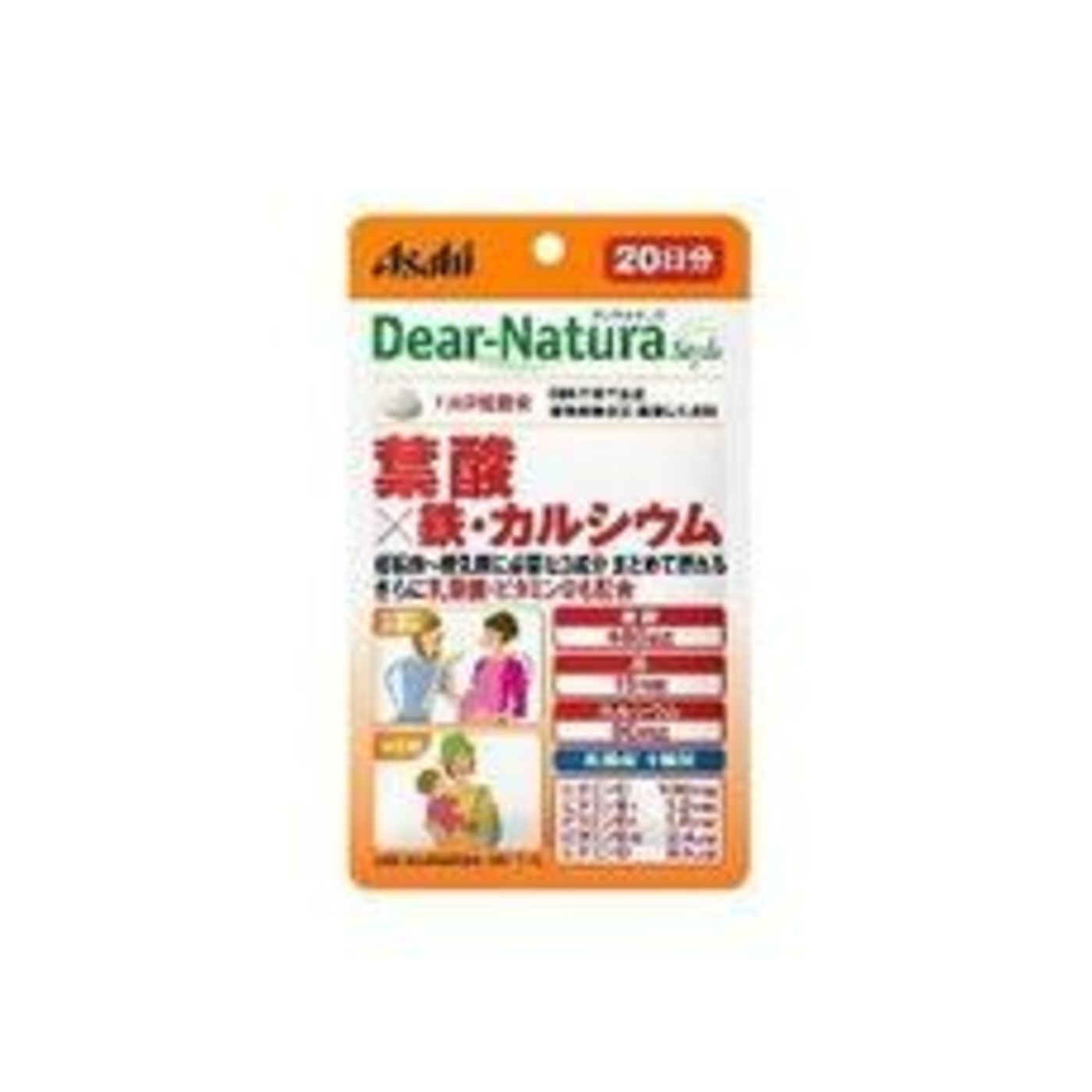 Asahi Dear-Natura Style Folic Acid Iron Calcium 40 Tablets - img-1