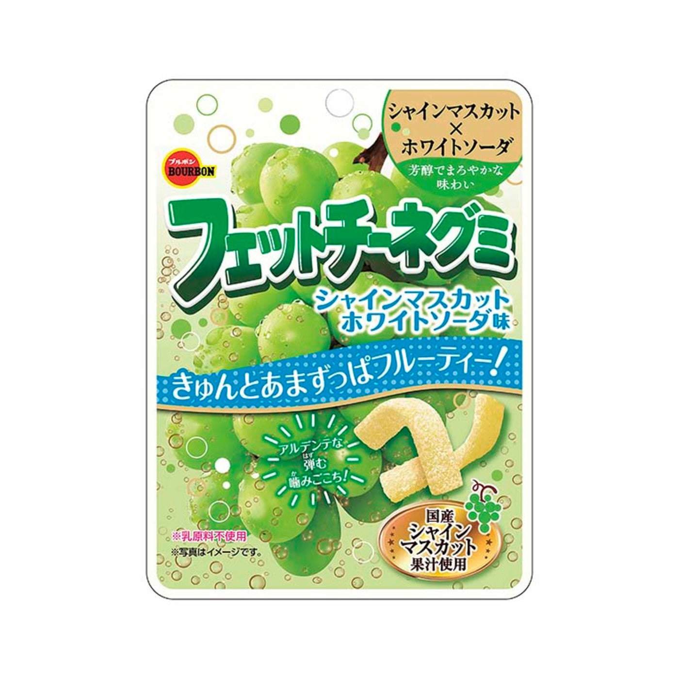 Bourbon Fettuccine Gummi Shine Muscat White Soda 47g - img-1