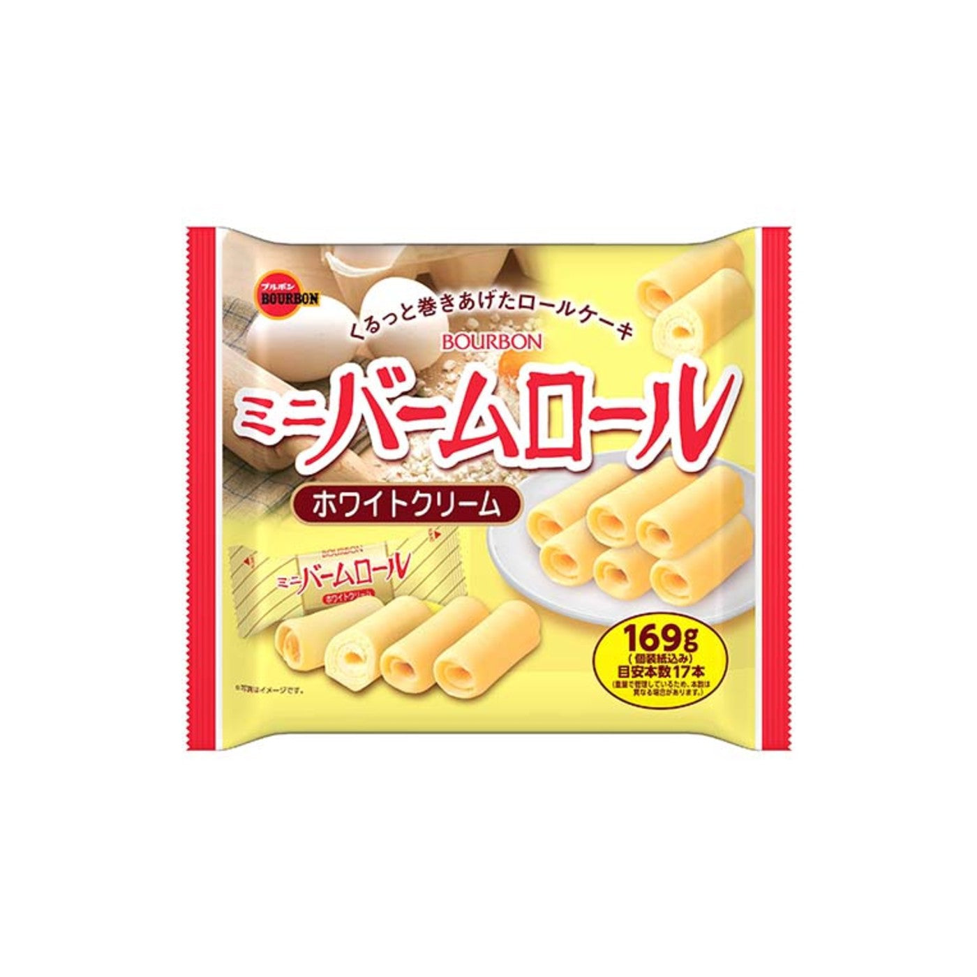 Bourbon Mini Baumroll White Cream Roll Cake 169g - img-1