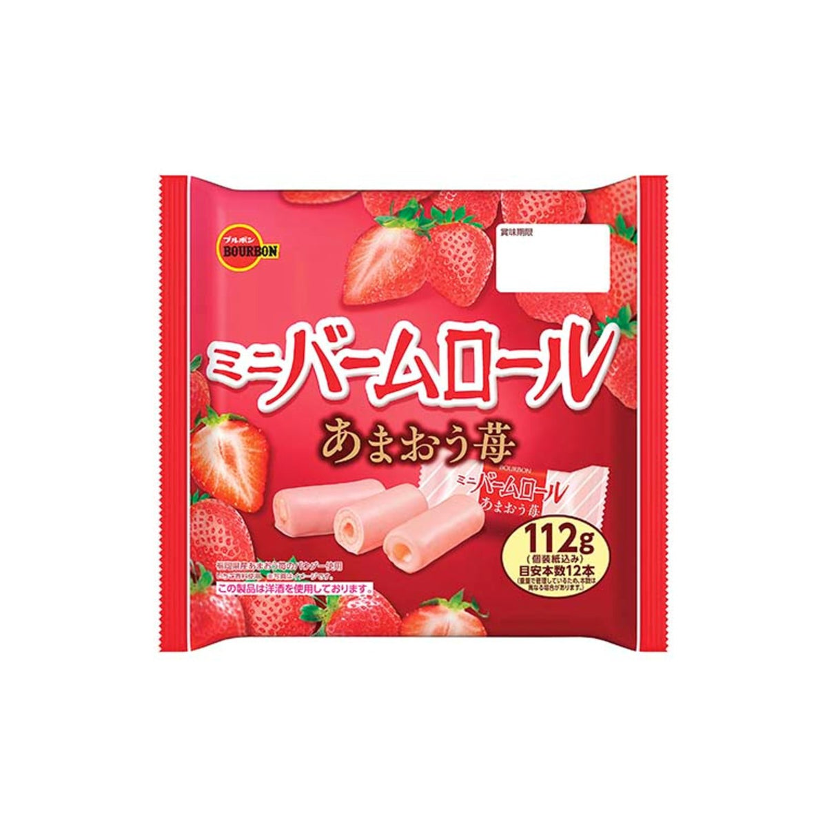 Bourbon Mini Baumroll Amaou Strawberry Roll Cake 112g - img-2