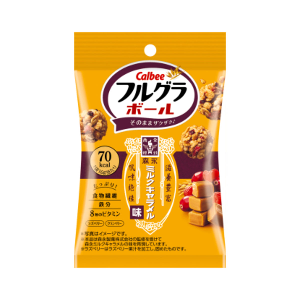 Calbee Frugra Ball Milk Caramel Cereal Snack 16g - img-1