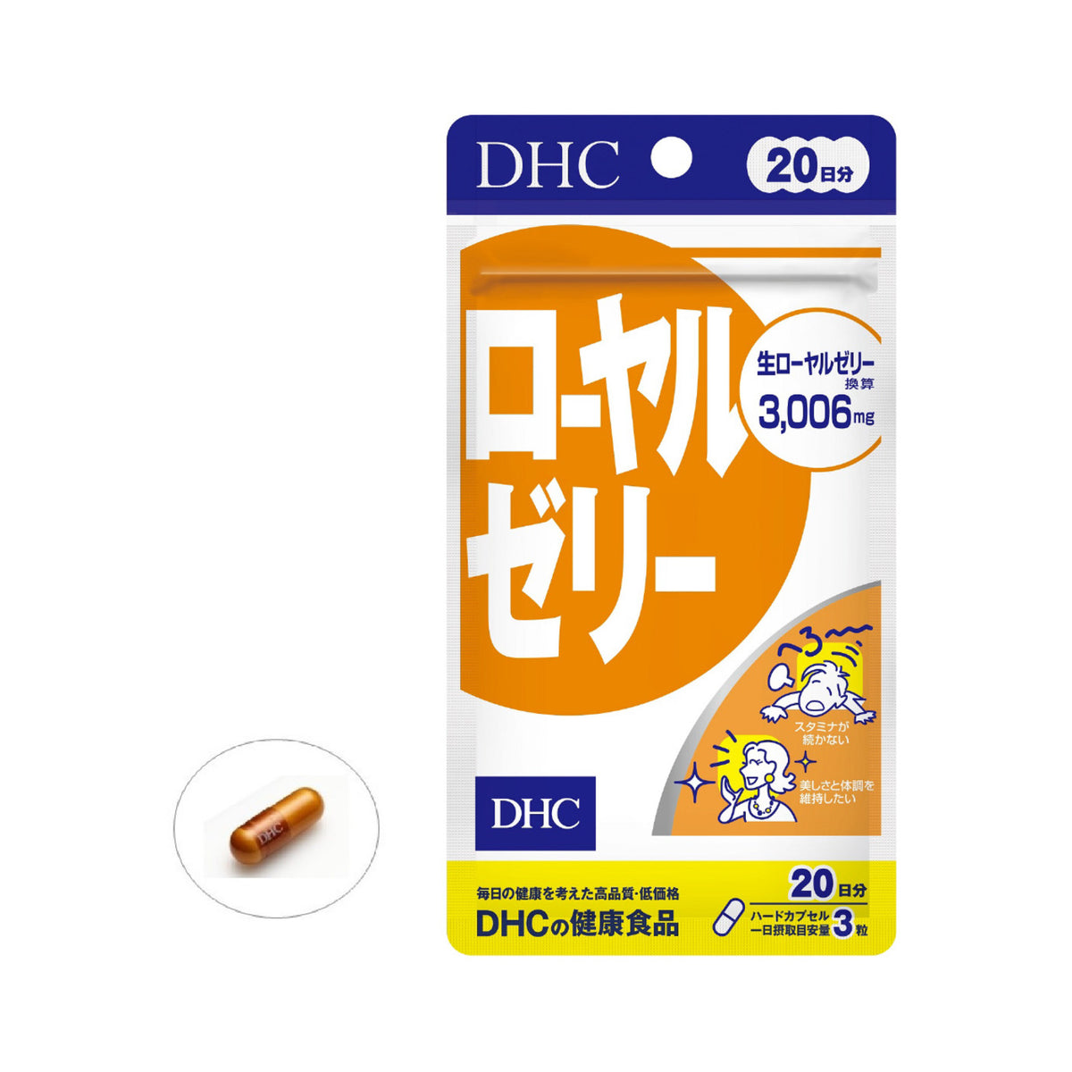 DHC Royal Jelly 60 Capsules 20 Days | Package and supplement