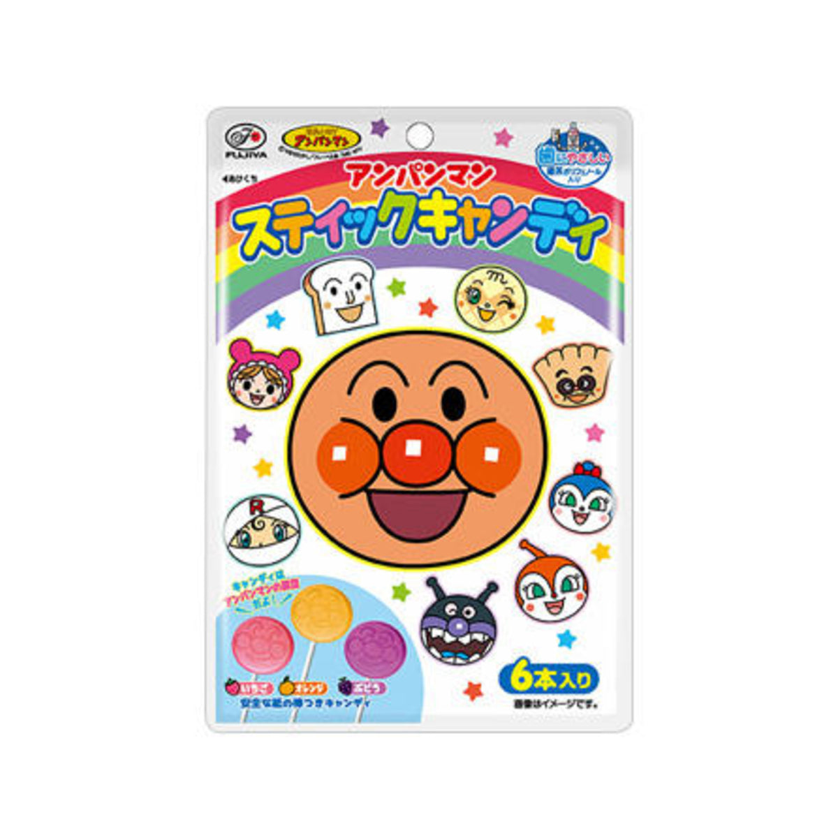 Fujiya Anpanman Stick Candy Assorted 6pcs - img-1