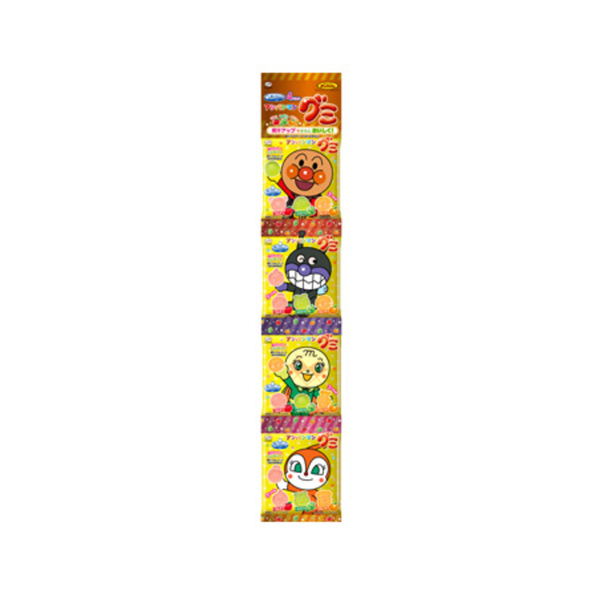 Fujiya Anpanman Gummy 4-Pack Apple White Grape Orange 84g - img-1