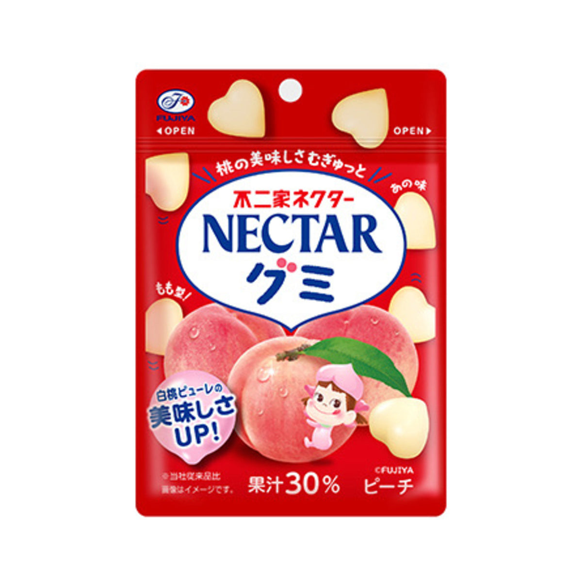 Fujiya Nectar Peach Gummy Juicy Peach Puree 48g - img-1