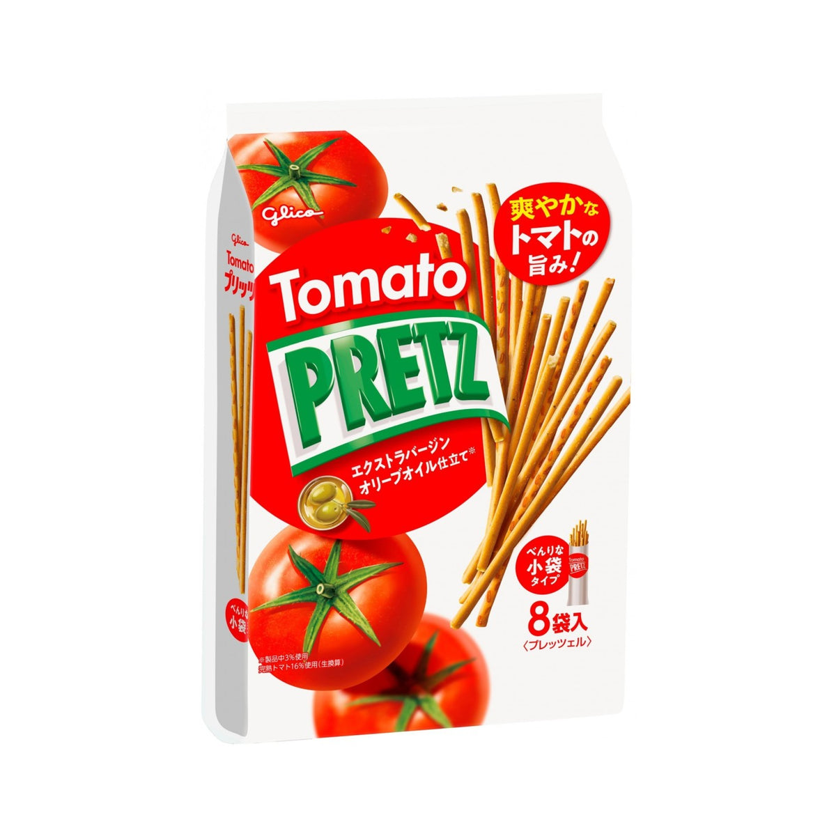 Glico Tomato Pretz 8 Bags 110g - img-1