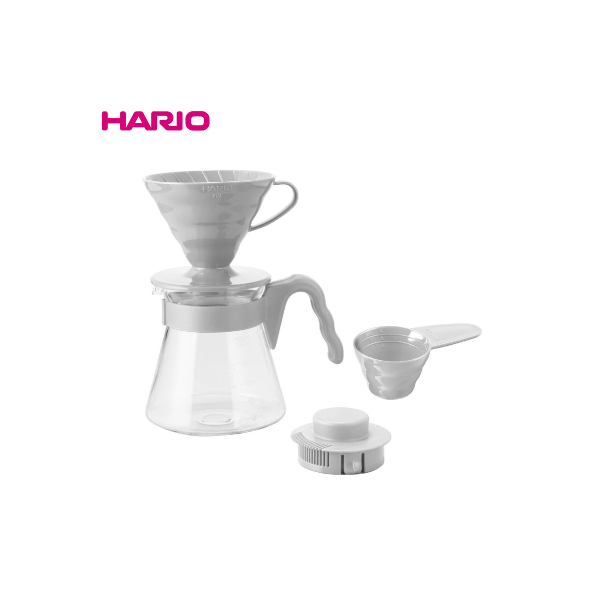 Hario V60 Coffee Server Set 02 700ml VCSD-02-PGR Pale Gray - img-1