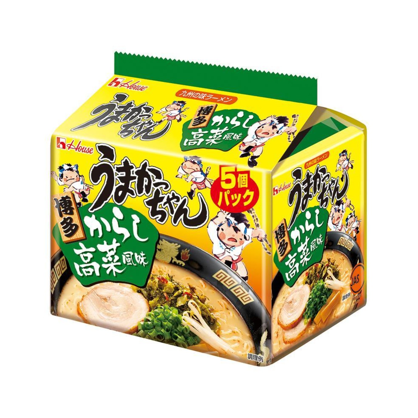 House Foods Umakacchan Hakata Spicy Takana Tonkotsu Instant Ramen 5-Pack - img-1
