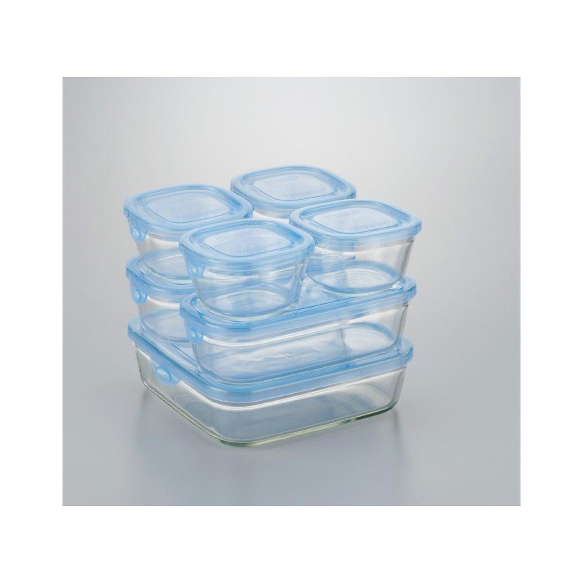 Iwaki Pack and Range System Glass Container Set Aqua Blue PS-NPR-B7 - img-1