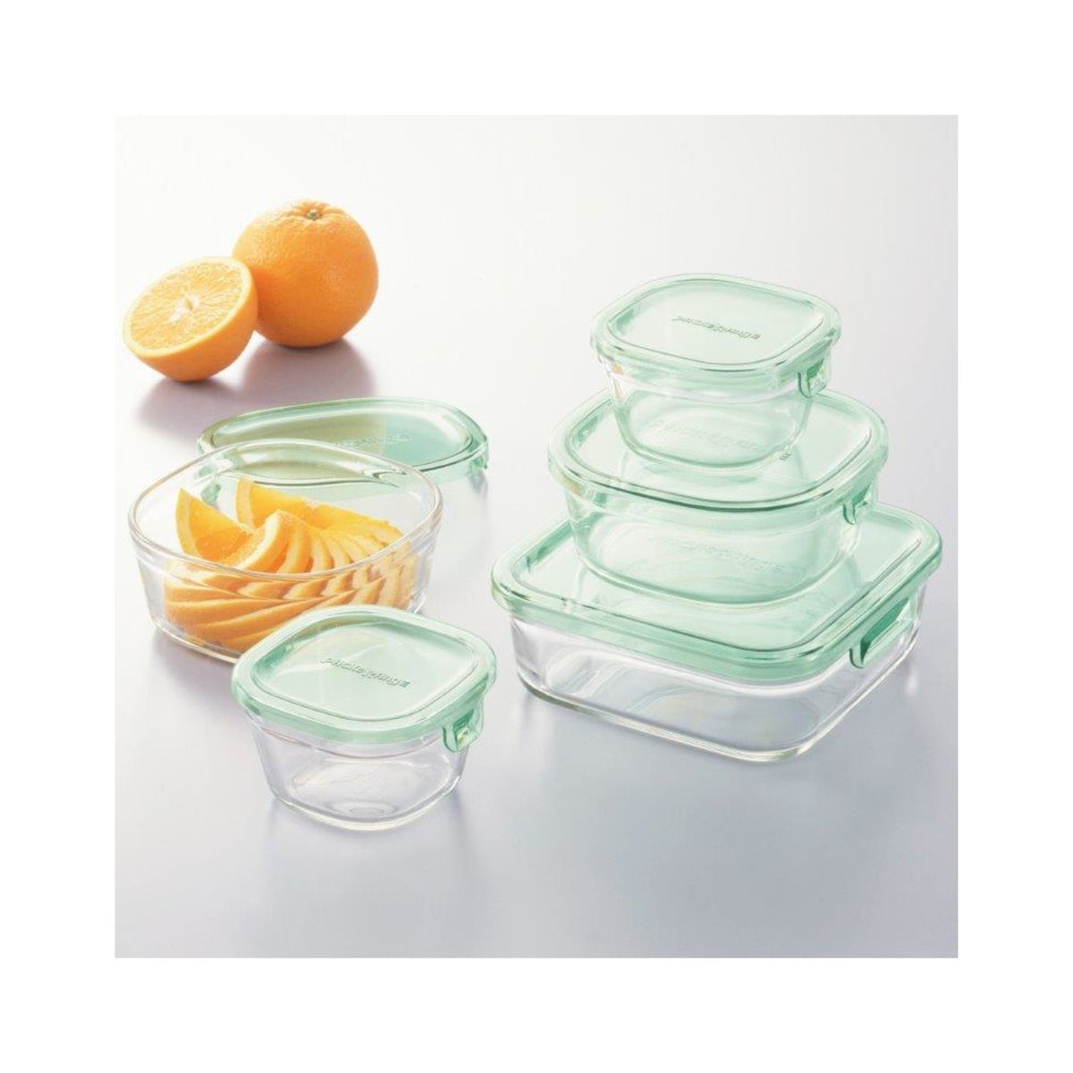 Iwaki Pack and Range Glass Container 5-Piece Set Green PSC-PRN-5G - img-1
