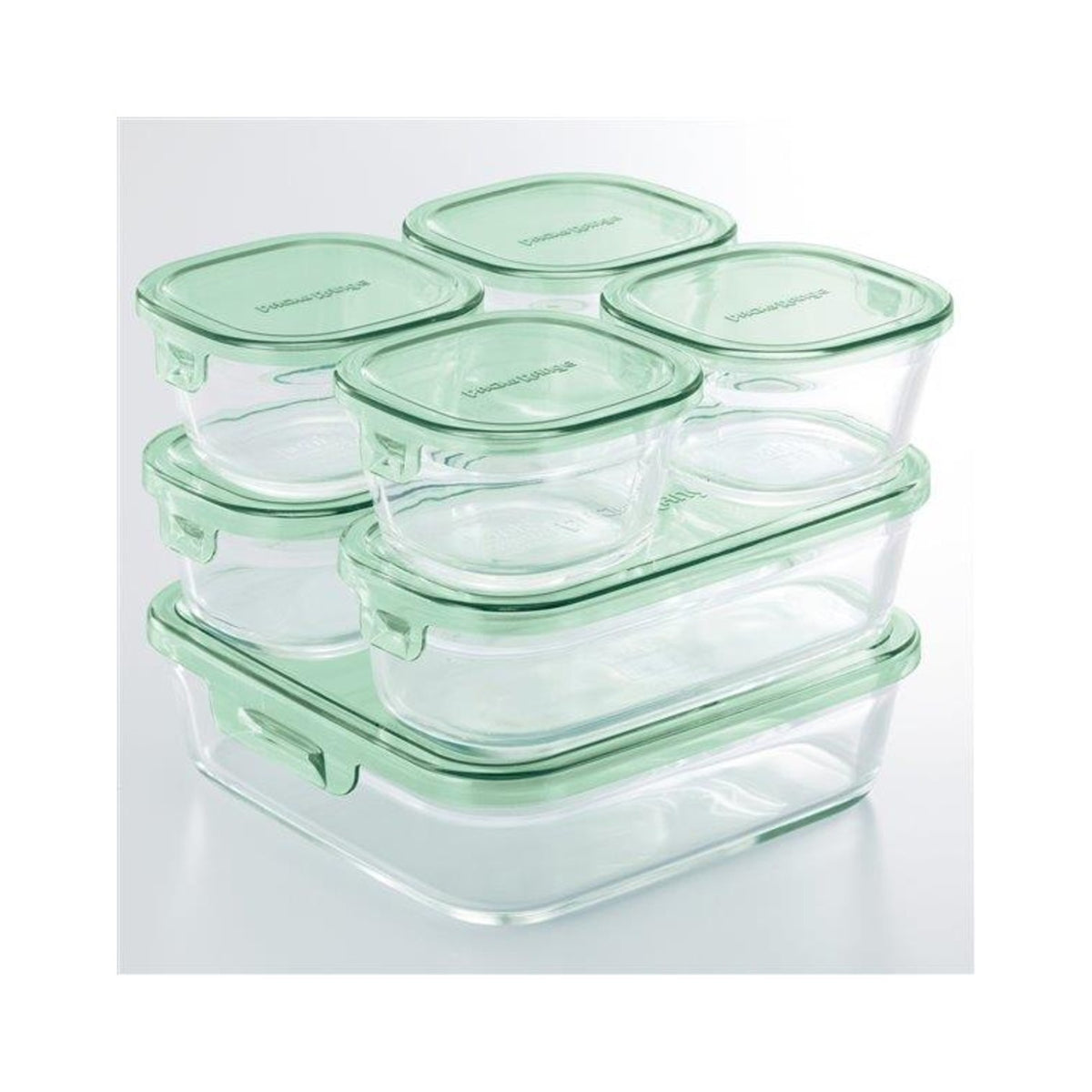 Iwaki Pack and Range Glass Container 7-Piece Set Green PSC-PRN-G7 - img-1