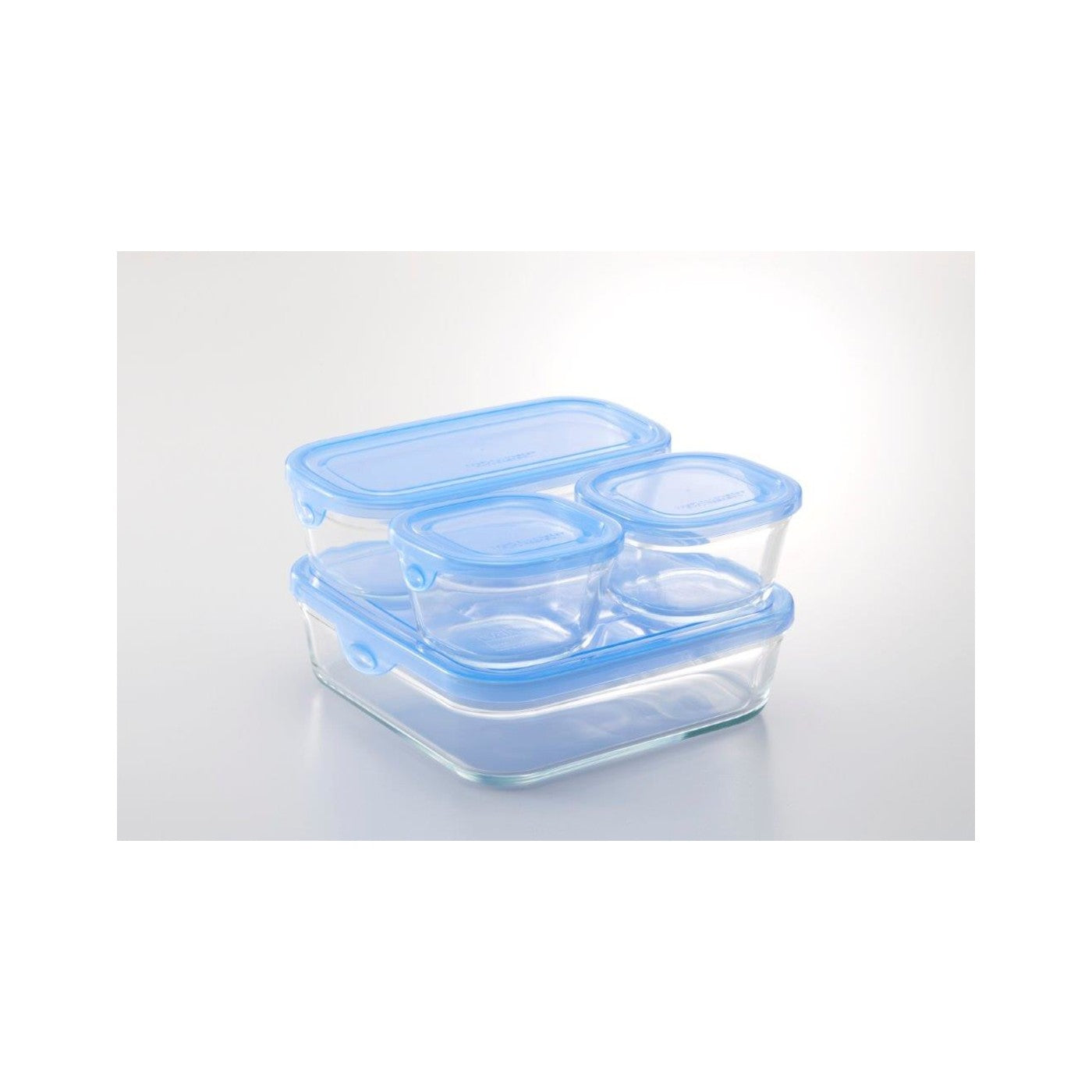 Iwaki Pack and Range System Mini Glass Container Set Aqua Blue PS-NPR-4B2 - img-1
