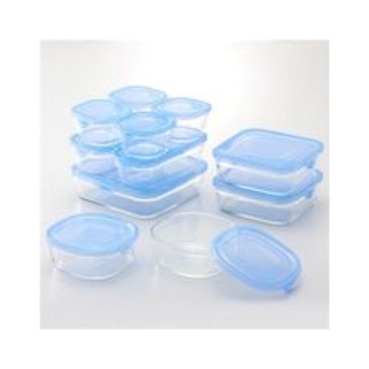 Iwaki Pack and Range Square Deluxe Glass Container Set Aqua Blue PS-NPR-11B - img-1