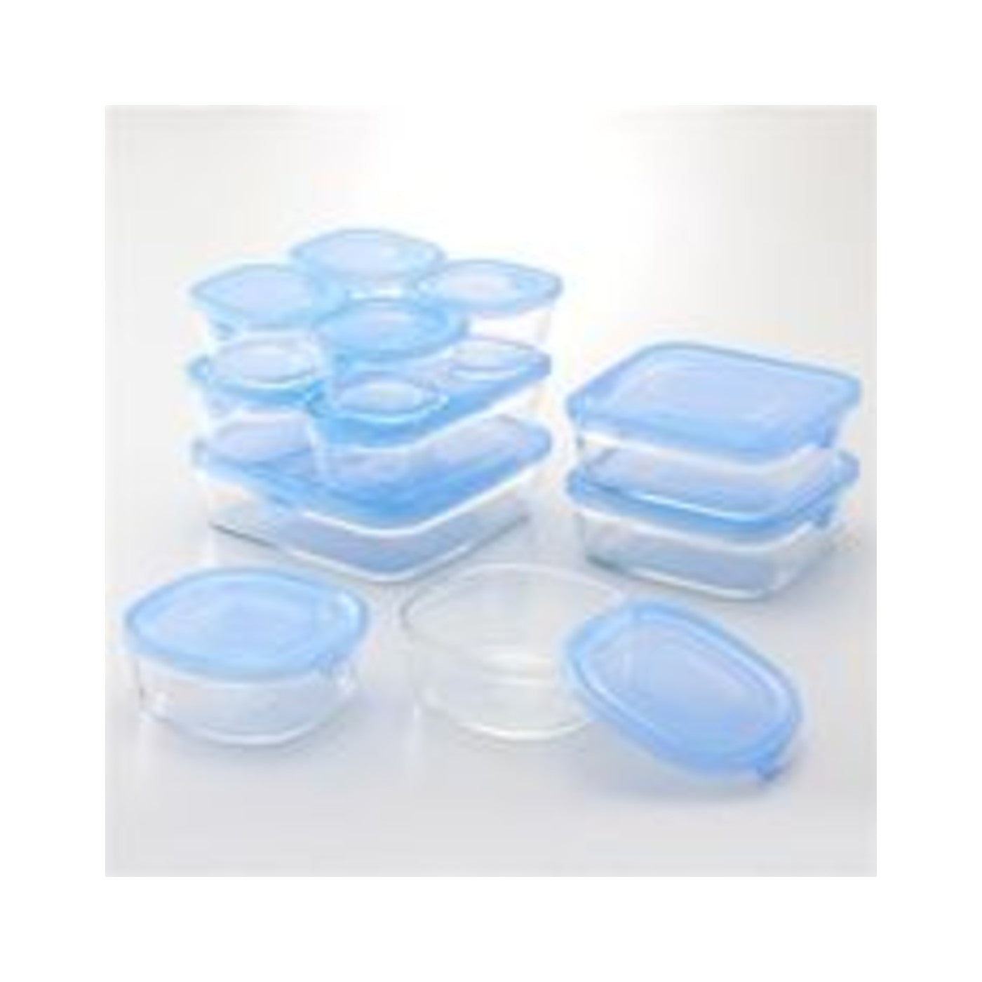 Iwaki Pack and Range Square Deluxe Glass Container Set Aqua Blue PS-NPR-11B - img-1