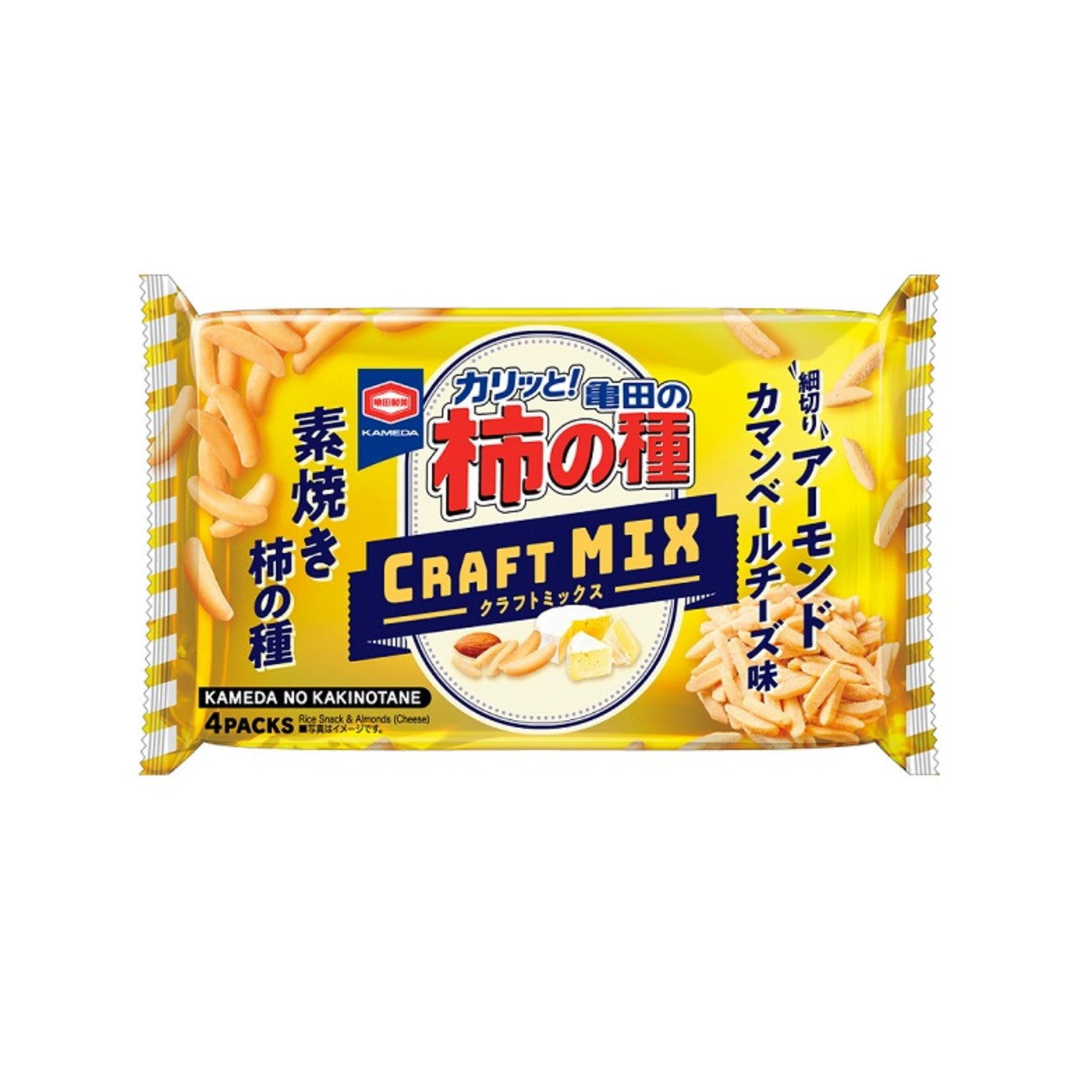 Kameda Kakinotane Craft Mix Camembert Almond Rice Crackers 70g - img-1