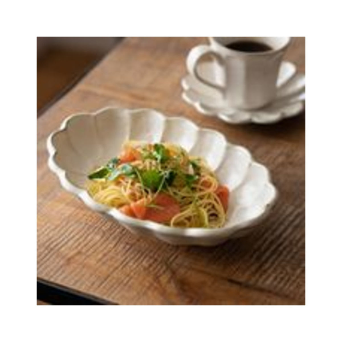 Kaneko Kohyo Rinka 28cm Oval Bowl Shironeri Mino Ware - img-1