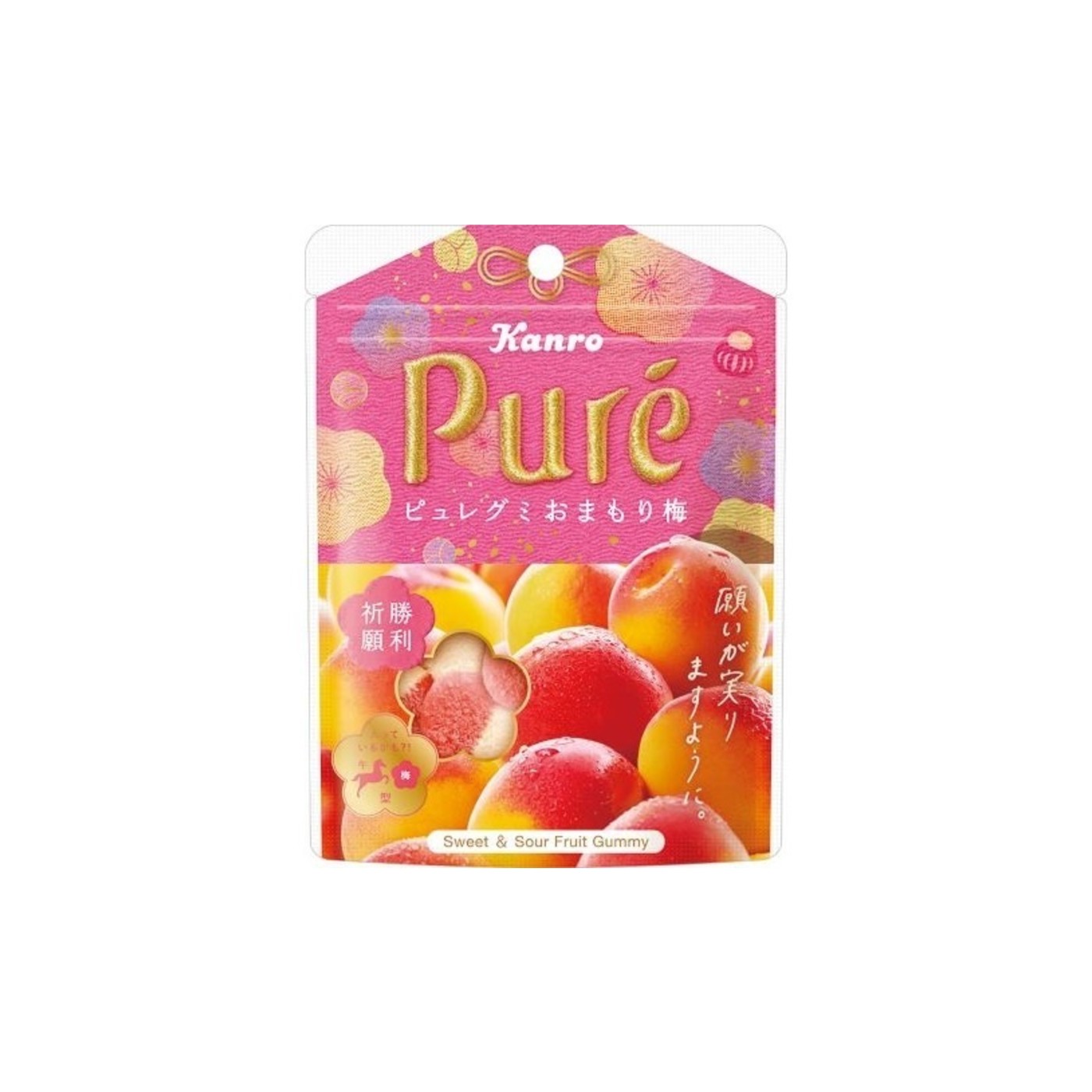 Kanro Pure Gummy Omamori Ume Plum 52g - img-1