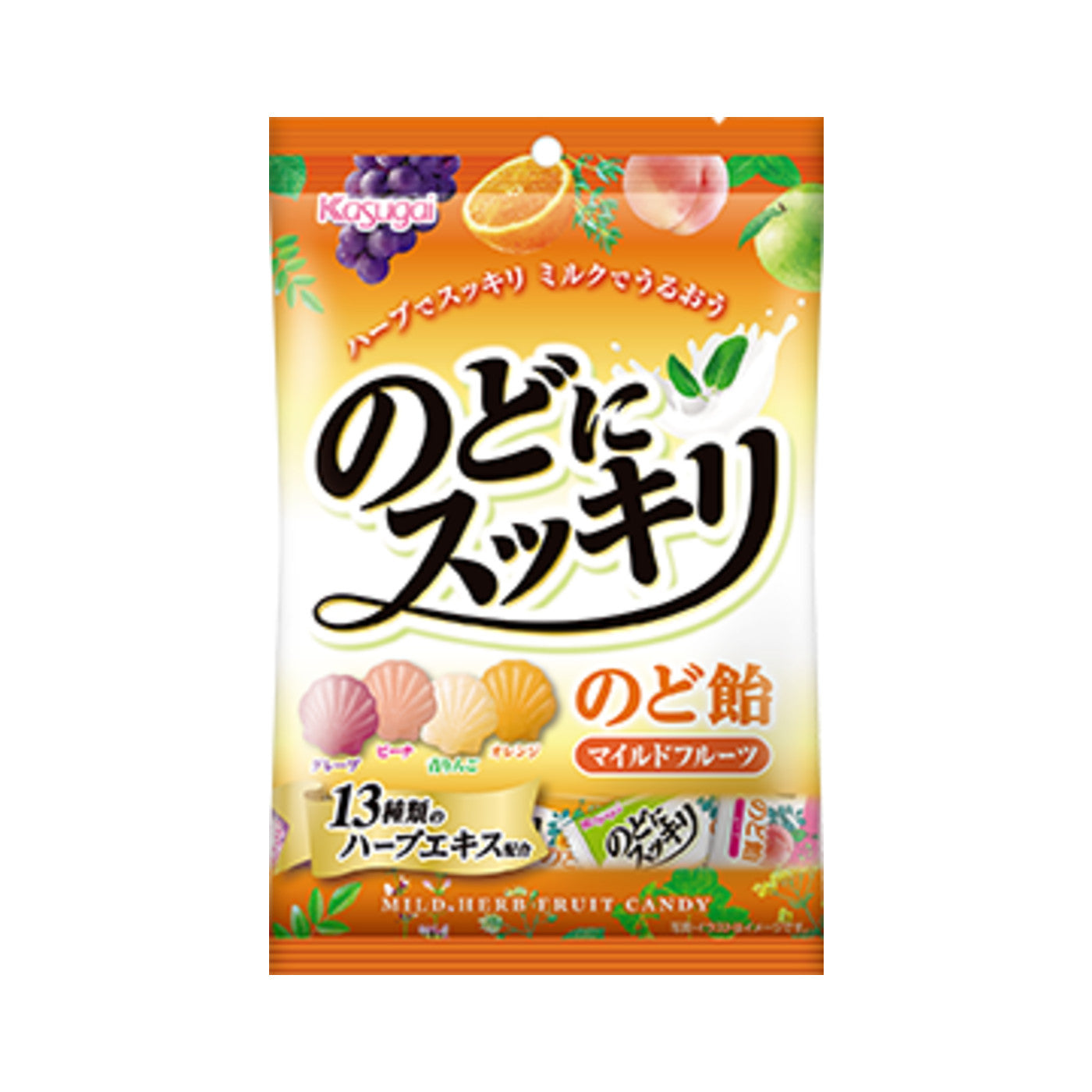 Kasugai Nodo ni Sukkiri Mild Fruit Assort Throat Candy 118g - img-1