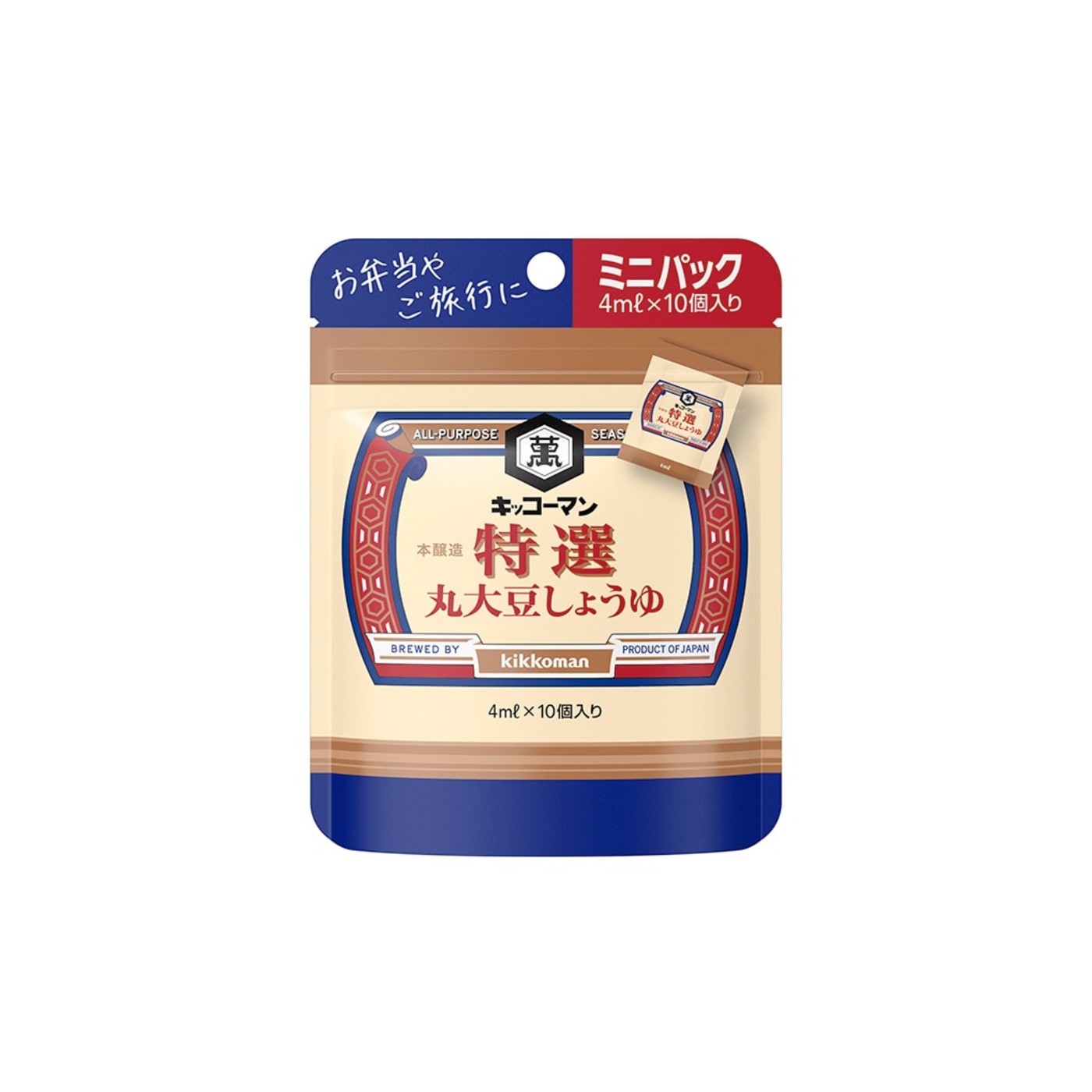 Kikkoman Tokusen Whole Soybean Soy Sauce 40ml (4ml x 10 packs) - Japanese product | Package front