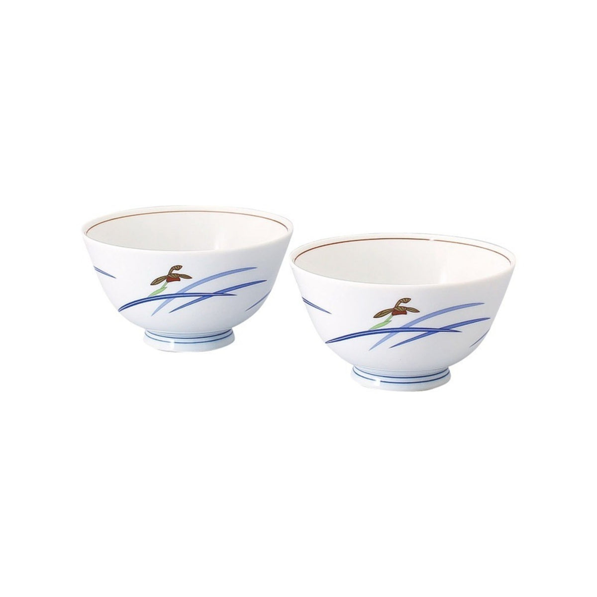 Koransha Orchid Bloom Pair Rice Bowls