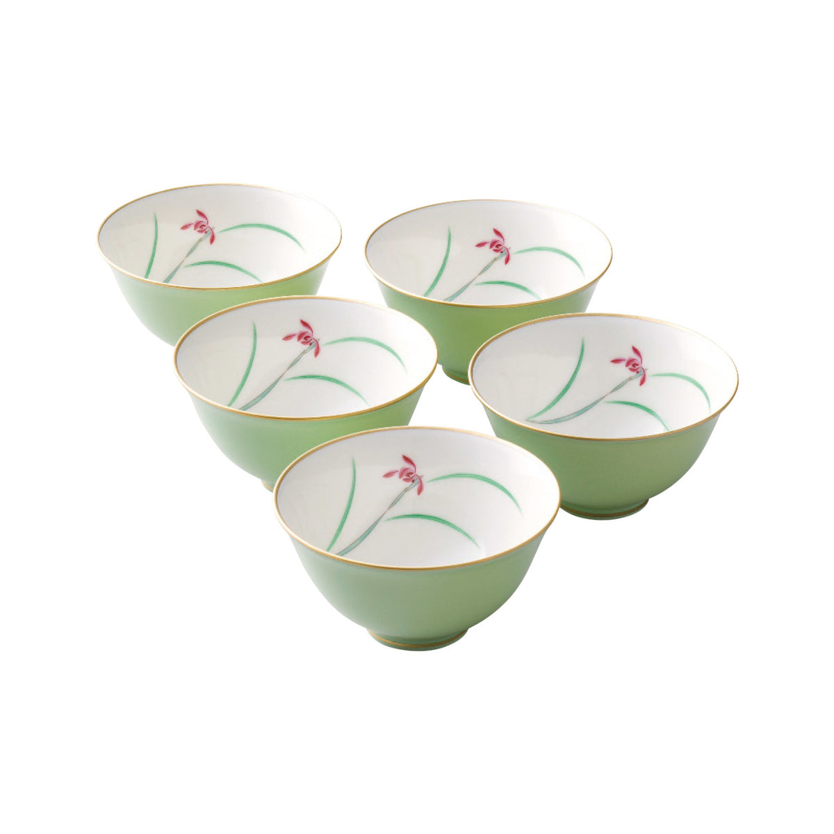 Koransha Ran Teacup Set of 5 Arita Porcelain