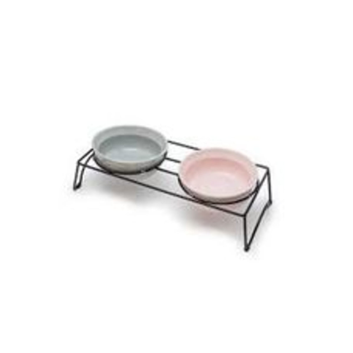 Maruri Tamaki Round Dog Bowl Double Set Large Gray Pink - img-1