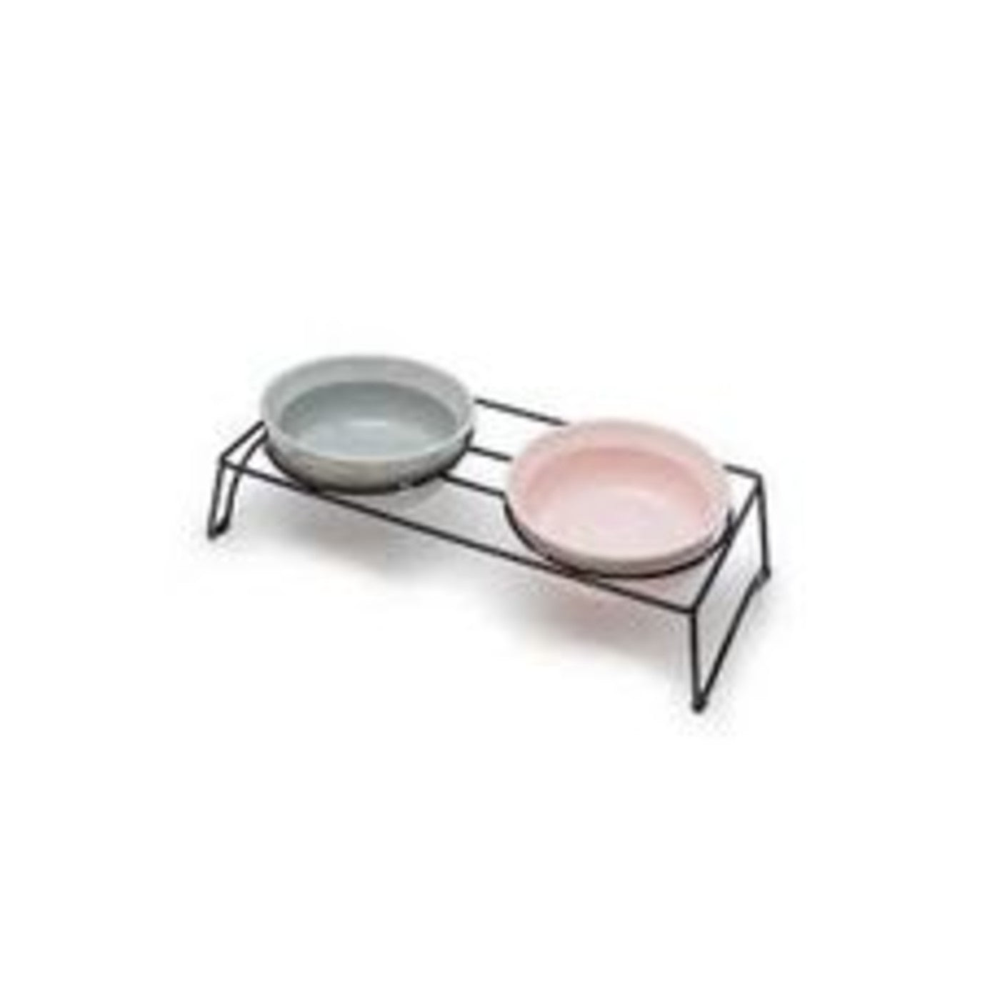 Maruri Tamaki Round Dog Bowl Double Set Large Gray Pink - img-1