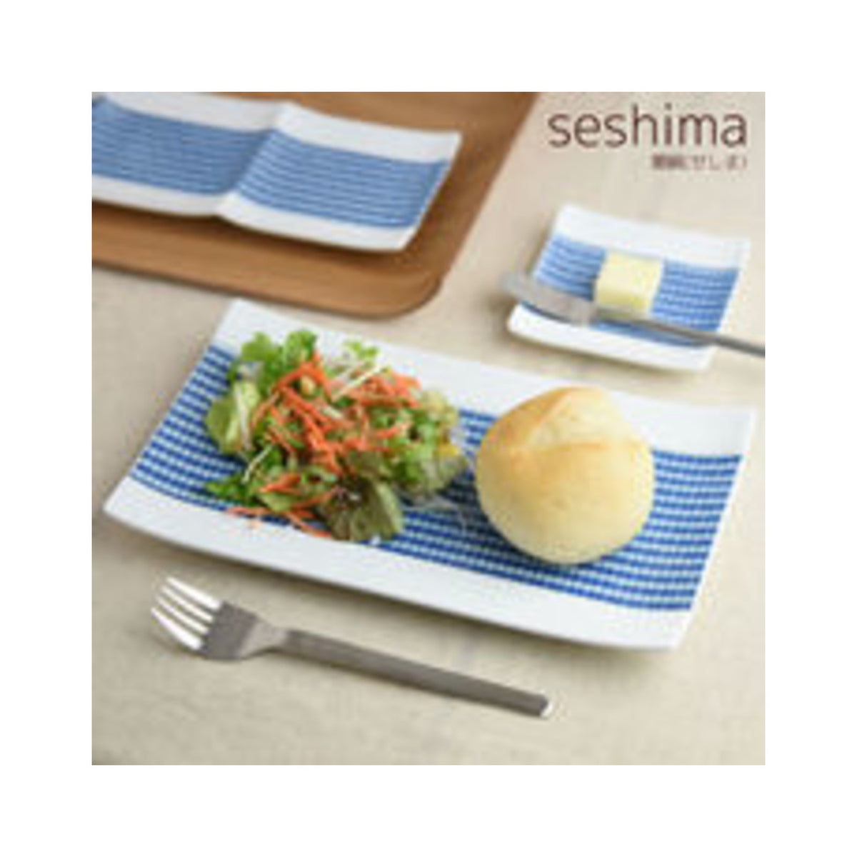 Miyama Cecima 23.5cm Plate Shibori Pattern Mino Ware - img-1