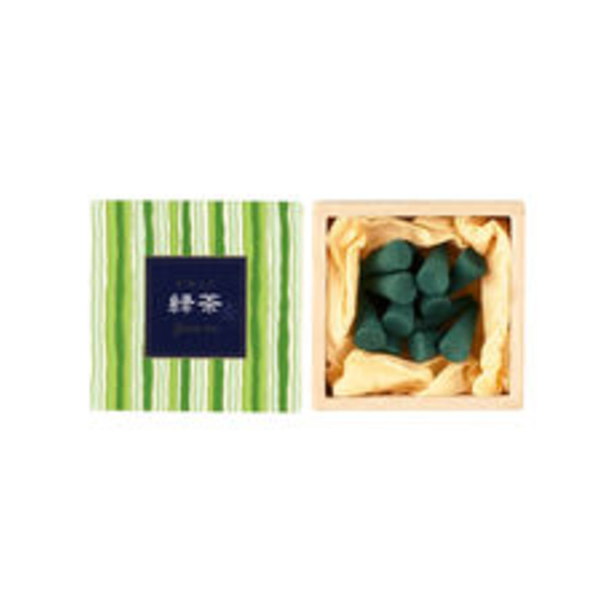 Nippon Kodo Kayuragi Green Tea Incense Cones 12pcs with Holder - img-1