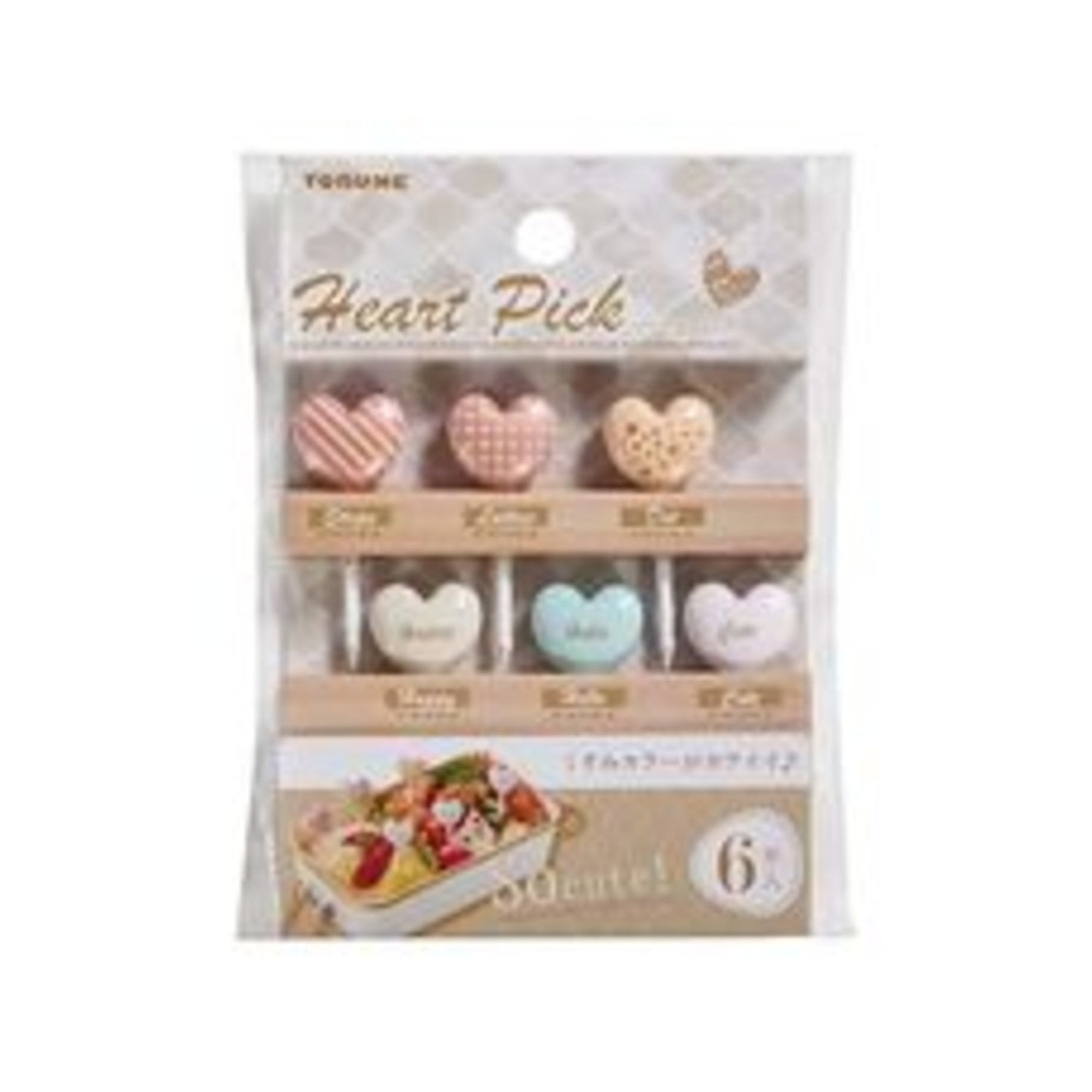 Torune Bento Food Pick Heart 6pcs - img-1