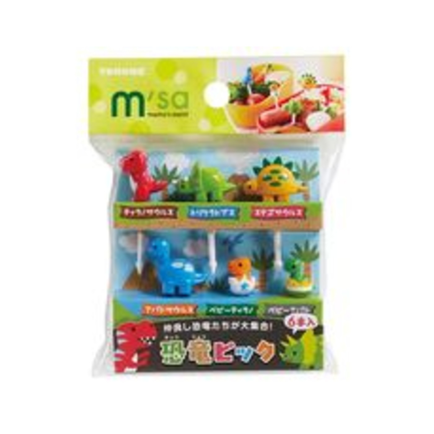 Torune Bento Food Pick Dinosaur 6pcs - img-1